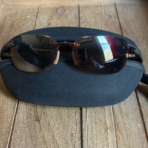 Maui Jim Rimless Sunglasses with Black Lenses and Brown Frames